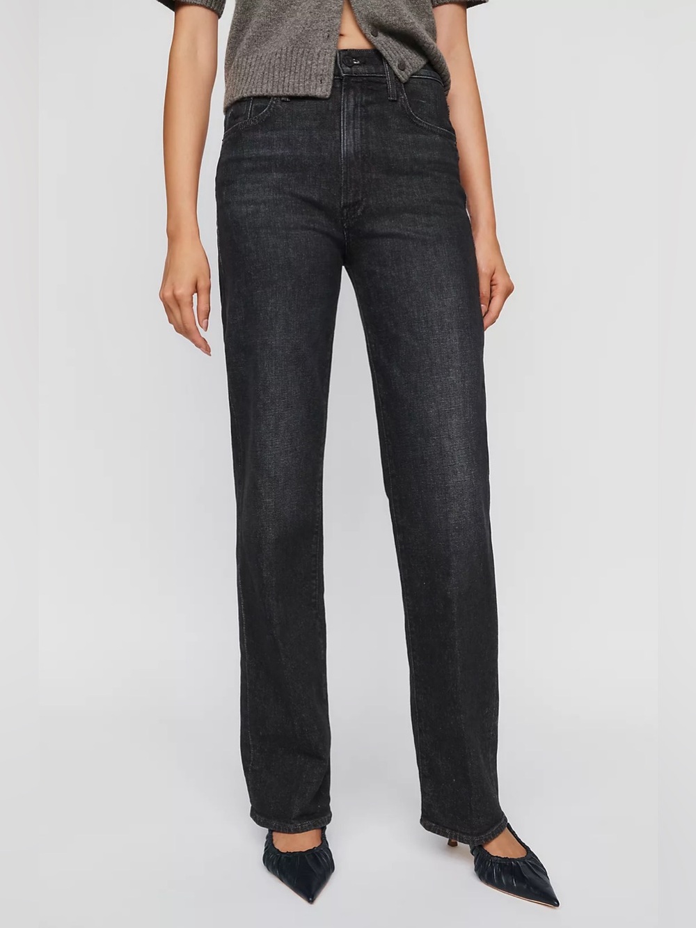 MOTHER The Rambler Zip Sneak High Rise Straight Leg Jeans Vroom